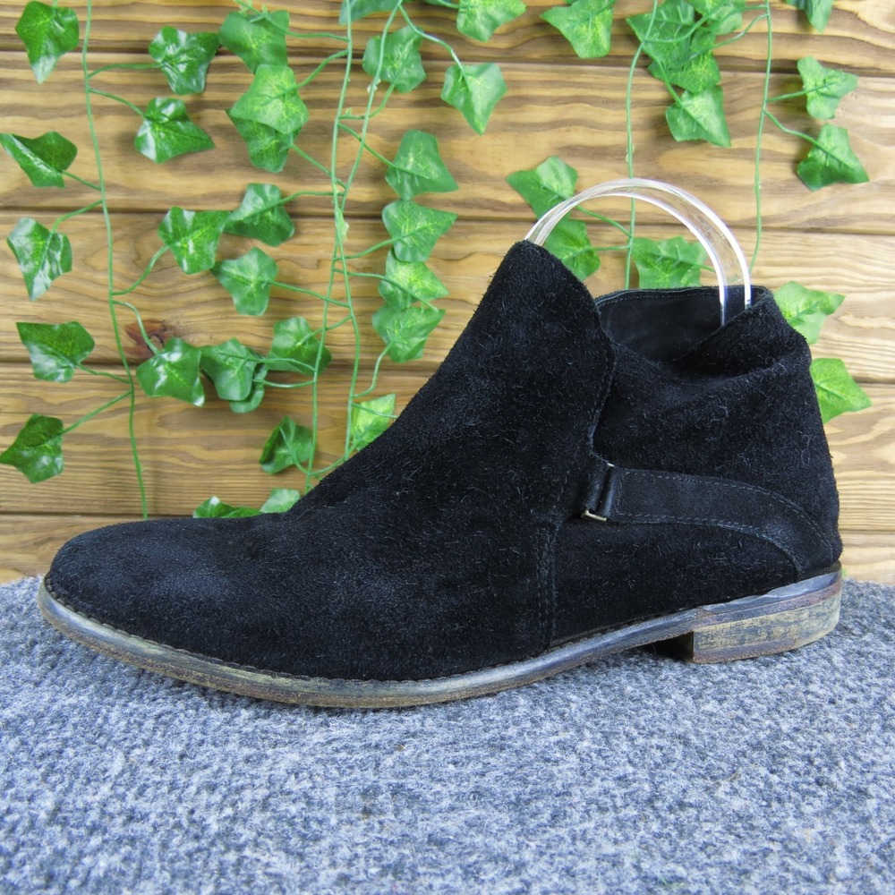 Free People Women's Black Suede Leather Ankle Boots Western Style 38‎